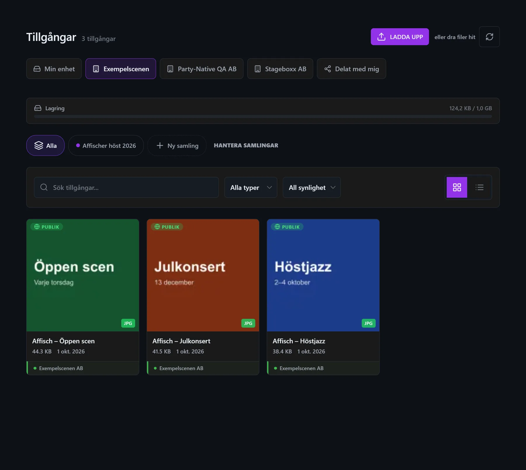 En organisations filer i Drive — samlingar, filter och själva filerna